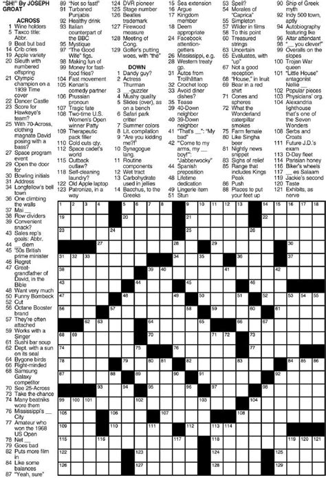 Out of fashion LA Times Crossword